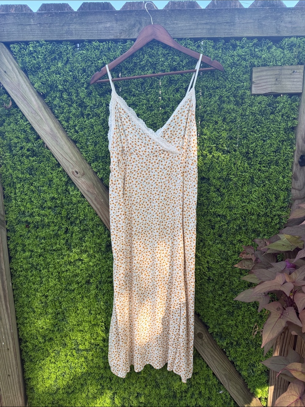 No Boundaries Cream Slip Midi Dress with Yellow Sunflower  Print